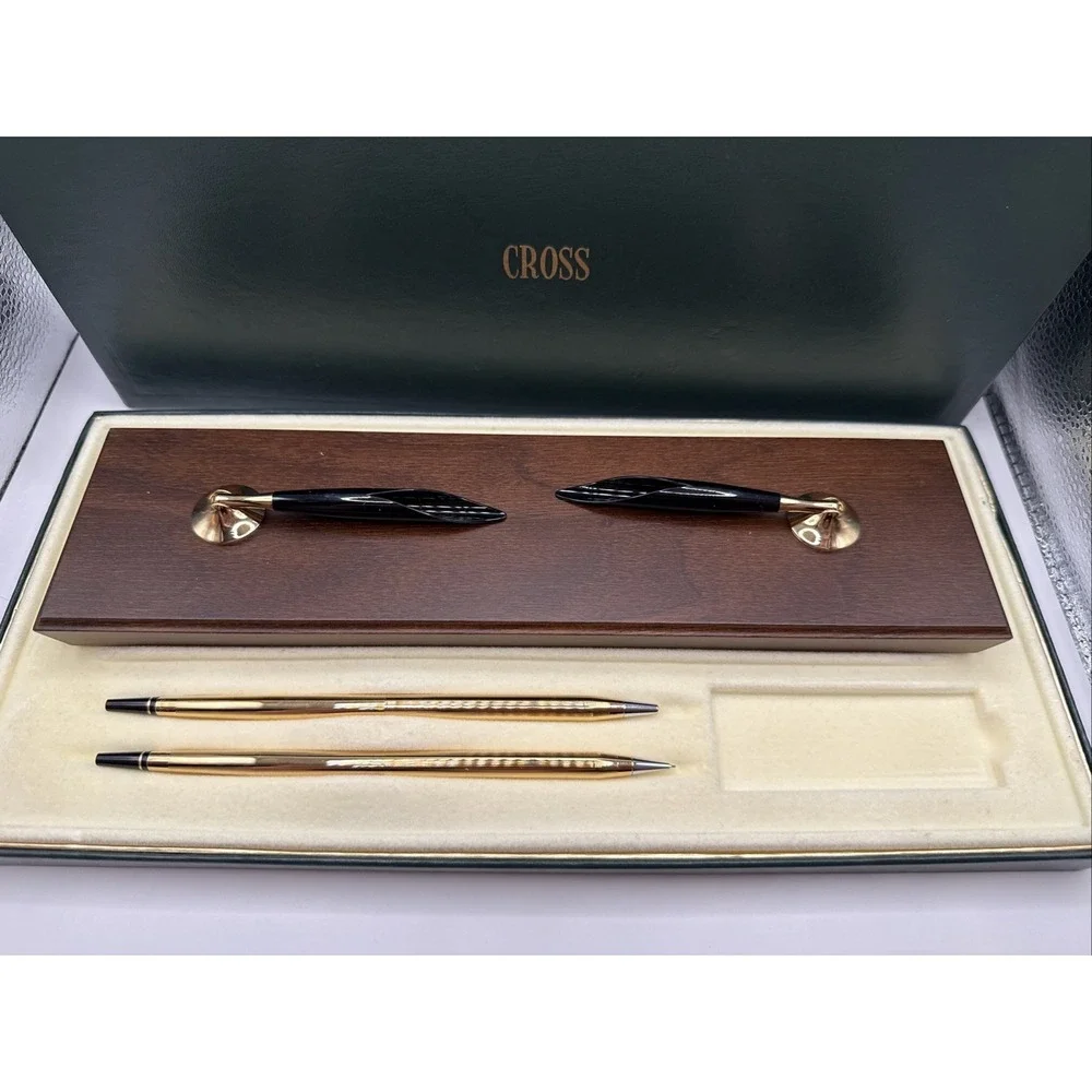 Cross Dual Desk Pen & Pencil Stand Mahogany Business Professional Graduation